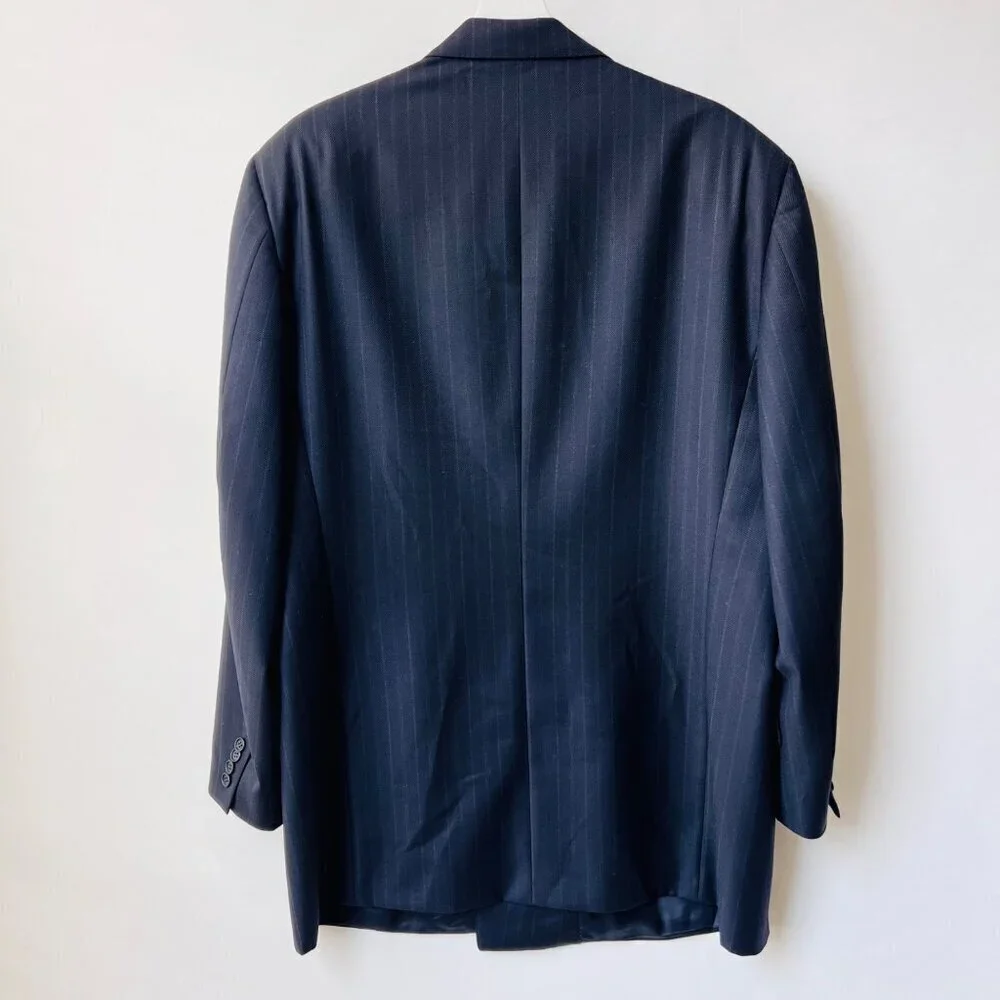 Canali for Guy La Ferrera Double-Breasted Pinstripe Sport coat-Navy– 56IT (US 46